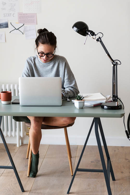 Female working on her laptop